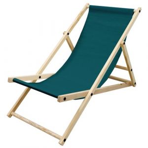 Chaise longue bois de pin bain de soleil pliante dossier réglable en vert foncé
