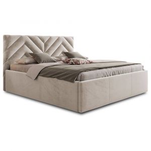 Santiago - lit coffre - 180x200 - sommier inclus - en velours - Beige