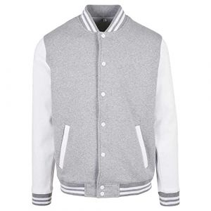 Build Your Brand Basic College Jacket Veste, Gris chiné/Blanc, XXXXL Homme