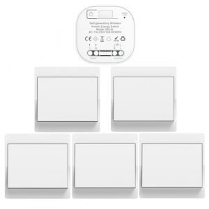 Interrupteur sans Fil Cerhot EU 1Gang 5V1 Autoaliment&eacute; - Commande &agrave; Distance pour Eclairage