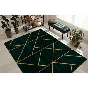 Rugsx - Tapis emerald exclusif 1012 glamour, élégant géométrique, marbre bouteille verte / or green 160x220 cm