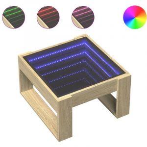 VidaXL Table basse avec LED infini chêne sonoma 50x53x30 cm, table d'appoint, table de salon, table latérale, bout de canapé, table centrale