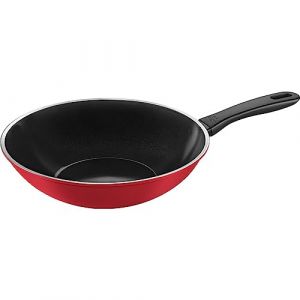 Ballarini Caprera Wok, 28 cm, Aluminium, Compatible induction, Revêtement antiadhésif en céramique, Fabriqué en Italie, Rouge