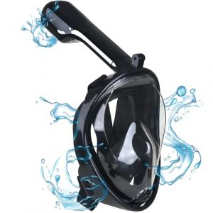 Gadgy Masque de plongée avec Tuba et Support pour Appareil Photo, Vue panoramique à 180 degrés, Masque de plongée étanche pour Adultes, Masque antibuée avec Tuba, Noir, L/XL