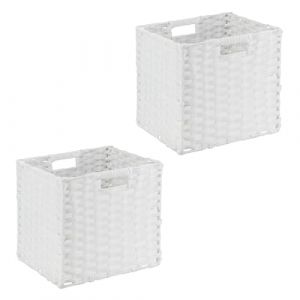 Relaxdays Panier Rangement, Lot de 2, Superbe Design, pour Vos vêtements, H x L x P : 31 x 32 x 30 cm, Blanc