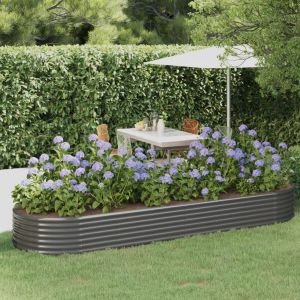VidaXL Jardinière de jardin Acier enduit de poudre 322x100x36 cm Gris