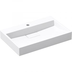 Sogood - Lavabo Suspendu avec Bonde Vasque à Poser Rectangulaire Colossum19 Blanc Mat 70cm x 46cm x 11cm - Blanc Mat