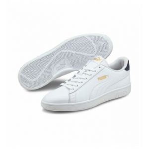 Puma Smash v2 L', Baskets Mixte, White White Peacoat Team Gold, 44 EU