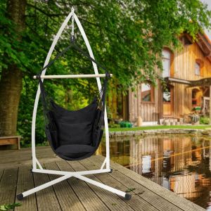 ECD Germany Fauteuil Suspendu avec Support 208 cm Chaise Balançoire Relaxation 2 Coussins