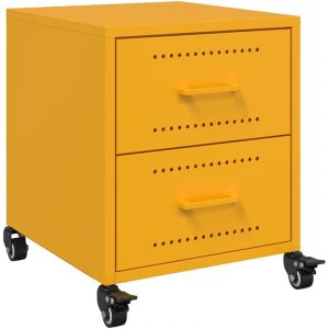 VidaXL Table de chevet jaune moutarde 36x39x43,5 cm acier, armoire, meubles de chambre à coucher, support de téléphone, armoire d'appoint