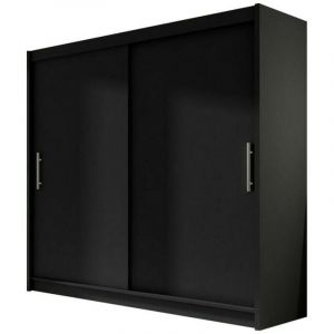 Mobilier1 - Armoire Atlanta 100, Noir, 215x180x58cm, Portes d'armoire: Glissement, Nombre d'&eacute;tag&egrave;res: 0
