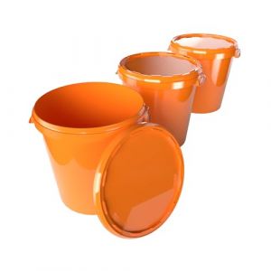 Lot de 3 seaux avec couvercle - 30 l - Fabriqué en Allemagne - Convient à un usage alimentaire, robuste et hermétique - Seau de conservation pour le stockage des aliments, des fournitures de bureau,