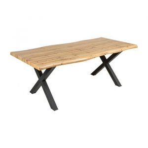 Table de salle &agrave; manger RIVET &ndash; Rectangulaire 200 cm &ndash; Bois et m&eacute;tal &ndash; Style industriel