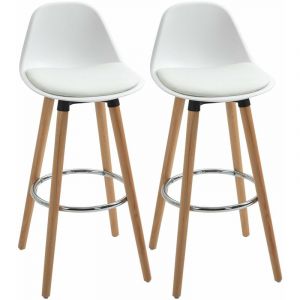 Image de Homcom Lot de 2 tabourets de bar sty 40x42x91cm Blanc