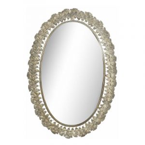 DKD Home Decor Miroir Mural Miroir Champagne Métal Feuille d'une Plante (69 x 3,5 x 98,5 cm)