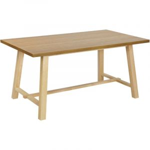 Beliani Table &agrave; Manger en MDF et Bois d'H&eacute;v&eacute;a Clair Finition Plaqu&eacute;e pour 6 Personnes 160 x 90 cm Barnes