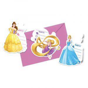 6 cartes d'invitation et enveloppes Princesses Disney Dreaming