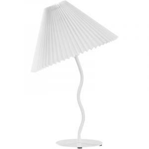 Beliani Lampe de Table en Métal Blanc et Synthétique Pied Sinueux Abat-Jour Plissé 48 cm de Chevet Alwero