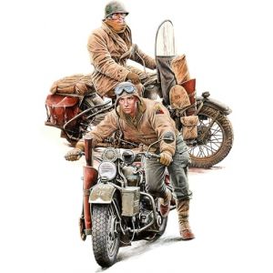 MiniArt 35422 1:35 soldats américains avec moto WLA – Réplique fidèle à l'original, modélisme, kit de construction en plastique, bricolage, loisirs, collage, kit de modélisme, assemblage, non laqué