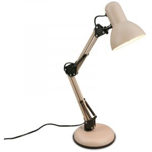 BRILONER - Lampe de bureau avec interrupteur sur le câble, orientable, E14, max. 25W, lampe de table, lampe de chevet, lampe de salon à poser, lampe à poser, lampe table salon, 15,5x53 cm, beige