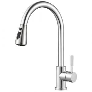 SURFOU Robinet Cuisine, Pulvérisateur Extractible 2+1 Modes, Rotatif à 360°, Mitigeur Chaud et Froid à Haute Pression en Acier Inoxydable, Design Moderne, Facile à Installer, Durable