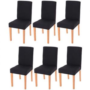 Lot de 6 chaises de séjour Littau, tissu noir, pieds clairs
