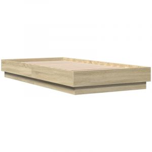 VidaXL Cadre de lit avec lumières led chêne sonoma 75x190 cm Brun