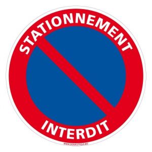 Panneau Stationnement Interdit - Disque pvc 1,5 mm Rouge et Bleu - 125 mm
