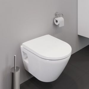 Image de Duravit Ensemble WC suspendu D-Neo, avec WC à chasse deau Compact et abattant avec mécanisme de fermeture souple, 45870900A1 - 45870900A1