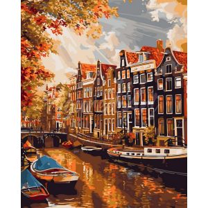 Figured'Art Peinture par Num&eacute;ro Adulte avec Cadre Soleil &agrave; Amsterdam - Activit&eacute; Manuelle Kit de Loisir Cr&eacute;atif DIY Num&eacute;ro d'Art Complet - 40x50cm toile tendue sur ch&acirc;ssis