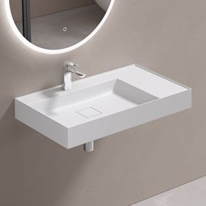 Doporro - Lavabo Suspendu avec Bonde Vasque à Poser Blanc Mat 70x46x12cm Lave Mains Rectangulaire avec Perçage de Robinet Colossum630