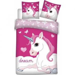 Home LICORNE DREAM ROSE-HOUSSE DE COUETTE-PARURE DE LIT 140X200 CM + 1 TAIE 63X63 CM.