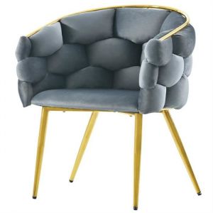 Chaises à bulles en velours de luxe - chaises de maquillage avec pieds en métal de style moderne de la mode pour salon, salle à manger - gris
