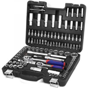 Coffret de Douilles Embouts et Cl&eacute;s &agrave; Cliquet 1/2-inch et 1/4-inch (72 Dents) de D&eacute;gagement Rapide, Ensemble d'outils de M&eacute;canicien Cr-V pour diy,