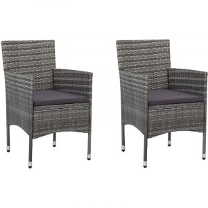 VidaXL Chaises de Salle &agrave; Manger de Jardin 2 pcs R&eacute;sine Tress&eacute;e Gris Mod&egrave;le 1