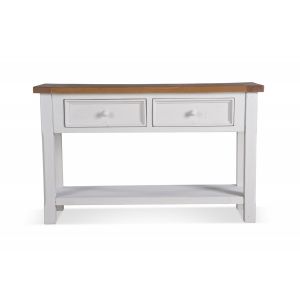 Image de Décoration d'Autrefois Console 2 Tiroirs Bois Blanc 120x40x74cm