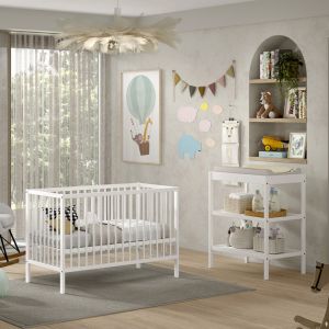 Vipack Furniture Ensemble lit b&eacute;b&eacute; 60x120 + table &agrave; langer blanc - kalsta