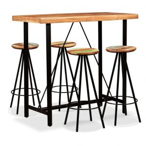 VidaXL Ensemble de bar 5 pcs Bois de Sesham massif et recyclé
