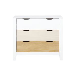 Image de Miliboo Commode scandinave avec 3 tiroirs blanc et bois MOLENE