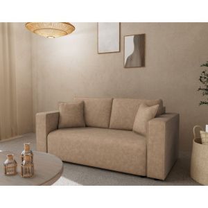 Canapé droit 2 places en simili beige