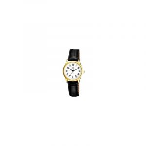 LesTendances Montre Shivas Femme digital Noir en Cuir | Cadran Blanc | QC215J104Y | Couleur Boitier Dore | longueur du bracelet 16CM, montre