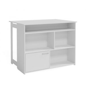 Table de bar Dominic, Blanc, 116 x 37 cm 4x compartiments ouverts et 1x porte, Vicco