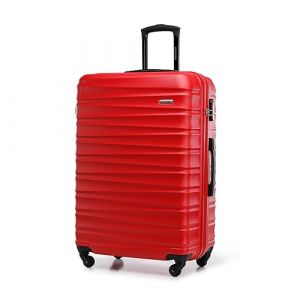 WITTCHEN Valise Grande Taille Valise de Voyage Valise à roulettes Coque Rigide en ABS avec 4 roulettes Spinner Serrure à Combinaison Poignée télescopique Groove Line Taille XL Rouge