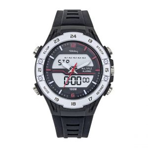 Tekday Montre homme - 656222 Bracelet R&eacute;sine Noir