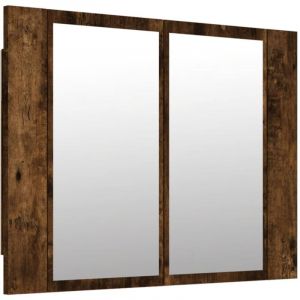 Armoire à miroir led chêne fumé 60 x 12 x 45 cm bois d'ingénierie 02_0006742