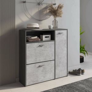 Meuble à chaussures moderne avec 3 portes, Range-chaussures d'entrée pour 12 paires de chaussures, étagères standard, Made in Italy, 91x27h94 cm,