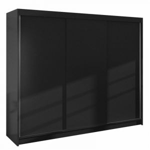 Armoire Atlanta 160, Noir, 215x200x58cm, Portes d'armoire: Glissement - Noir