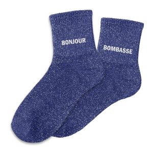Sud trading Chaussettes Paires de chaussettes dépareillées bleues Bonjour Bombasse