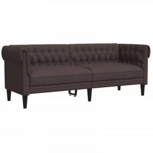 VidaXL Canapé Chesterfield 3 places marron foncé tissu
