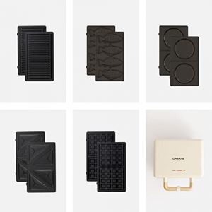 PACK - STONE 3&1 Appareil Croque-monsieur Grill et Gaufrier avec plaques interchangeables - Plaque Taiyaki - Plaque Pancake